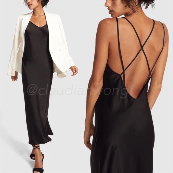 GWYN Olson Satin Backless Maxi Slip Dress in Black - Picture 5 of 11